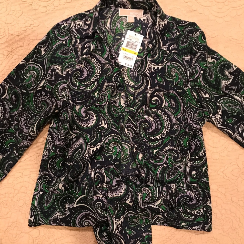 NWT Michael Kors tie front blouse Sz M
